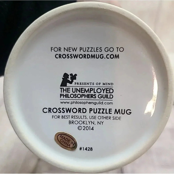The Unemployed Philosophers Guild Crossword Puzzle Mug With Pencil 2014 New - Picture 9 of 9